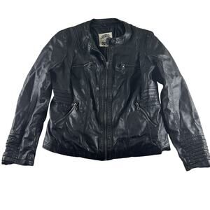 Made By Johnny Los Angeles Women’s Black Faux Leather Moto Jacket sz XXL